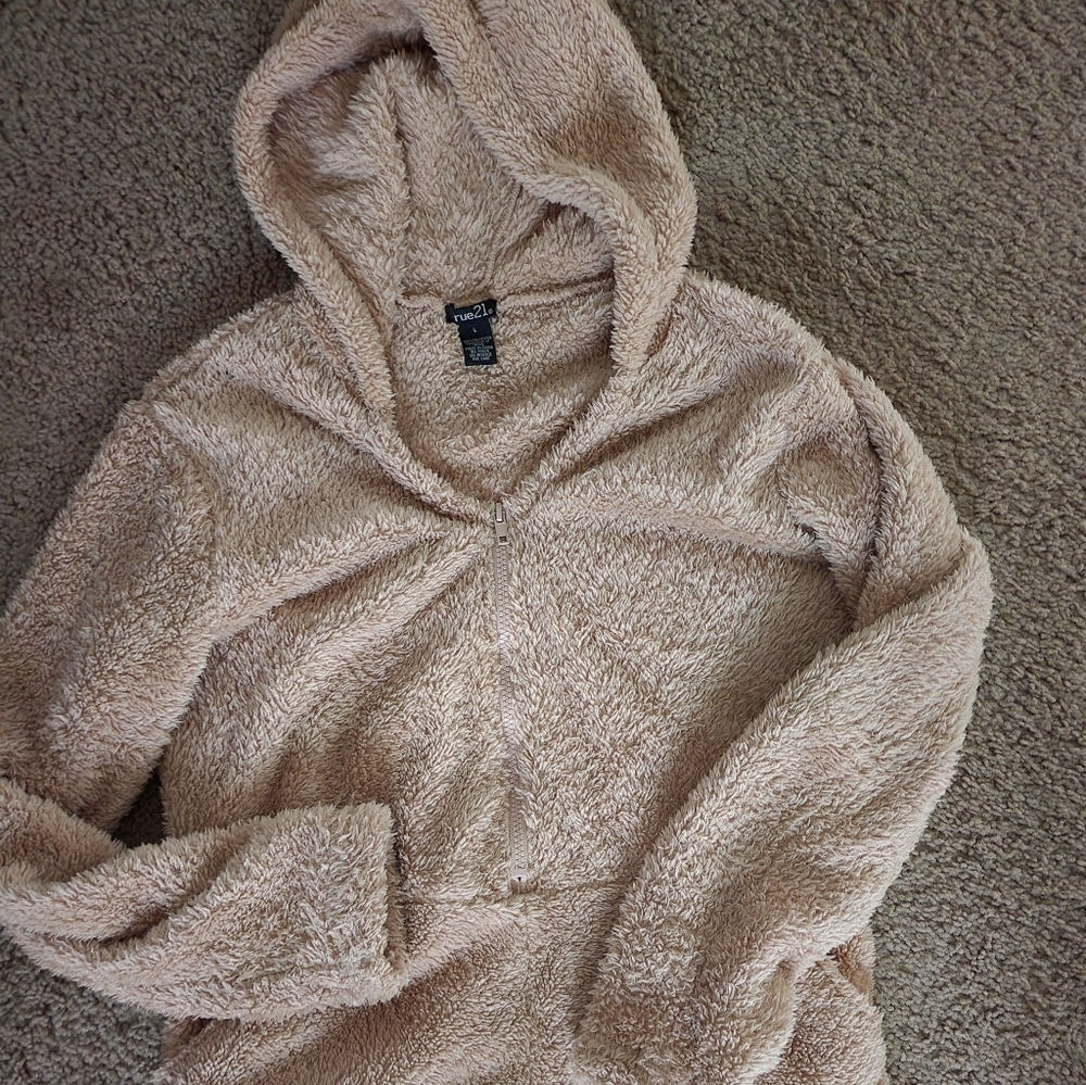 Fuzzy zip up onsie romper